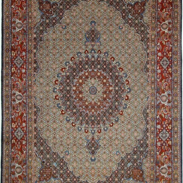#Y100536 Tapis persan original Moud avec soie 295 cm x 200 cm Excellent état