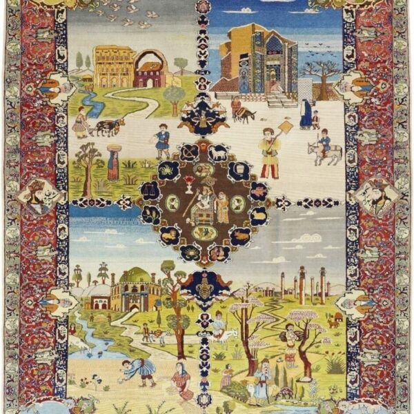 #Y100592 Оригинален персийски килим Табриз 4 сезона полу-античен 294 см x 200 см