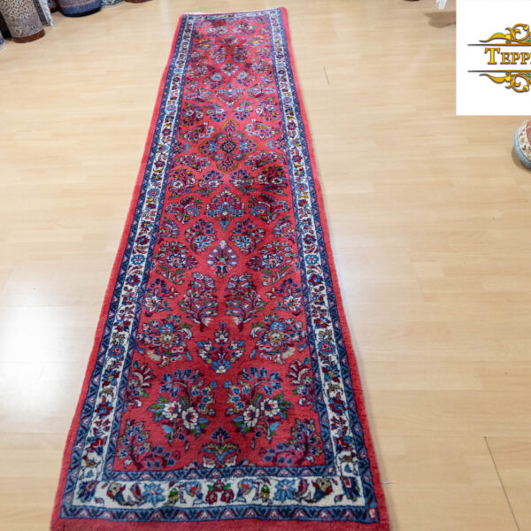 Prodáno W1(#264) 310×76cm ručně vázaný běhoun vzácný Sarough reimport pravý perský koberec Persie - USA reimport