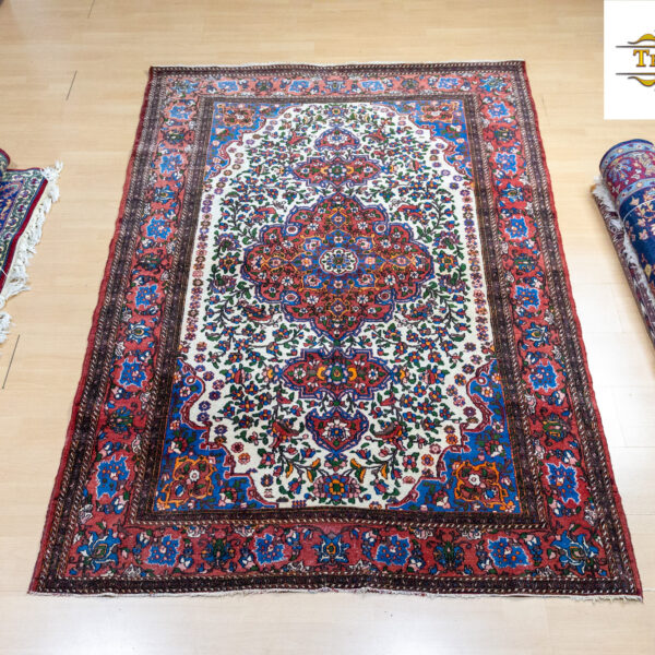W1(#337) 215×145cm 手織りイスファハン・ムバラク絨毯 ペルシャ絨毯
