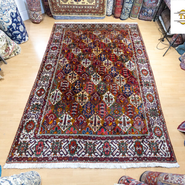 W1(#346) 313×215 Original unique hand-knotted Bachtiar Persian carpet natural colors