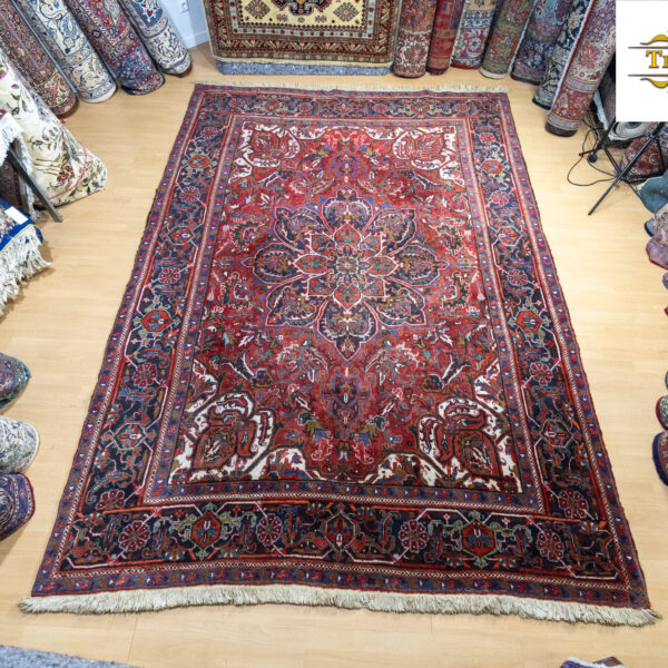 W1(#349) 328×235cm ALKUPERÄINEN käsinsolmittu Heriz persialainen matto ainutlaatuinen