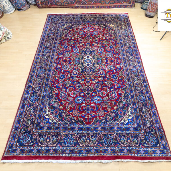 W1(#350) 295×192cm ORIGINÁL ručne viazaný kašanský perzský koberec PATINA