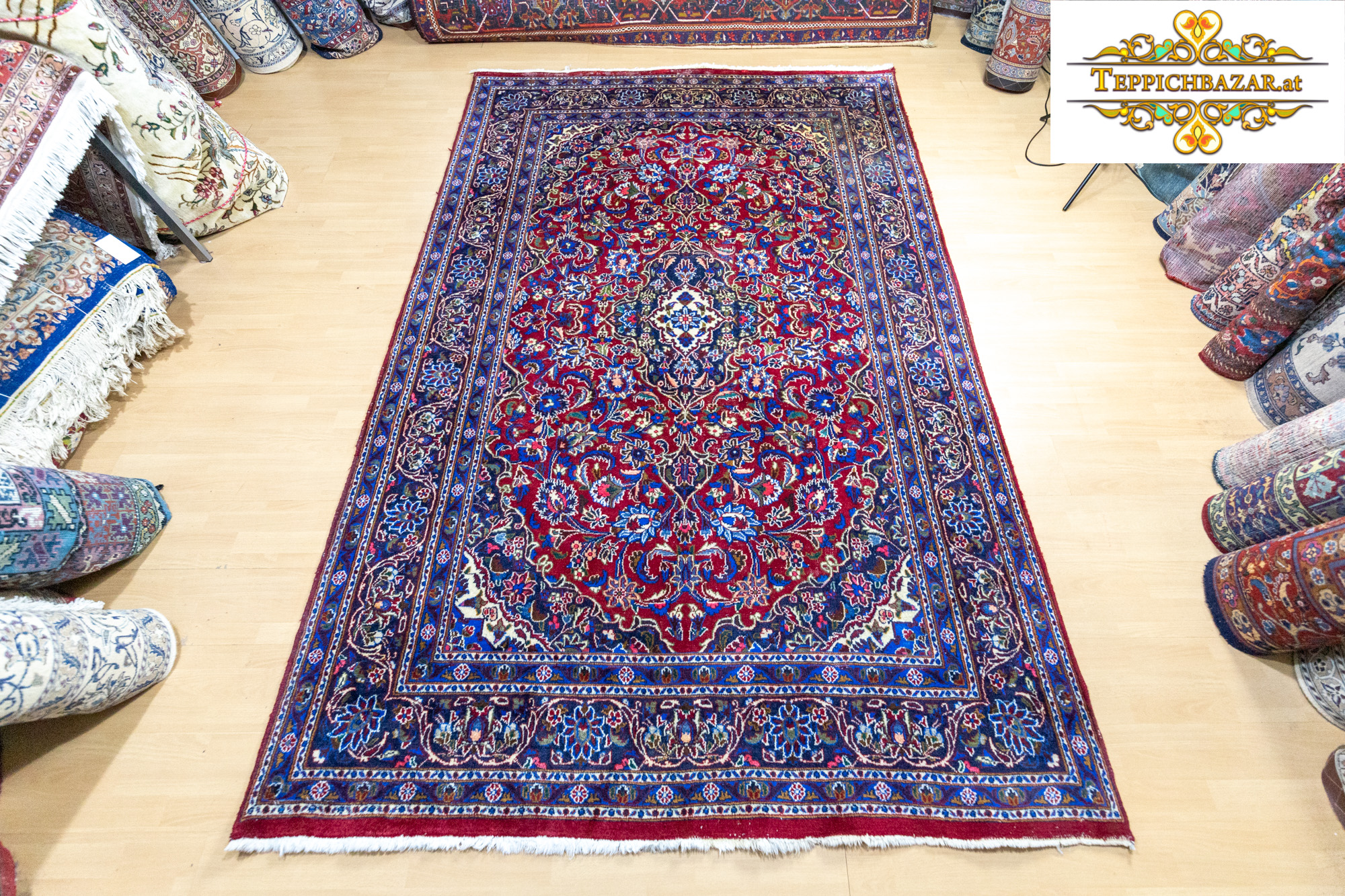 W1(#350) 295×192cm ORIGINAL Handgeknüpfter Kashan Perserteppich PATINA Nain Teppiche nain teppiche Perserteppich Orientteppich