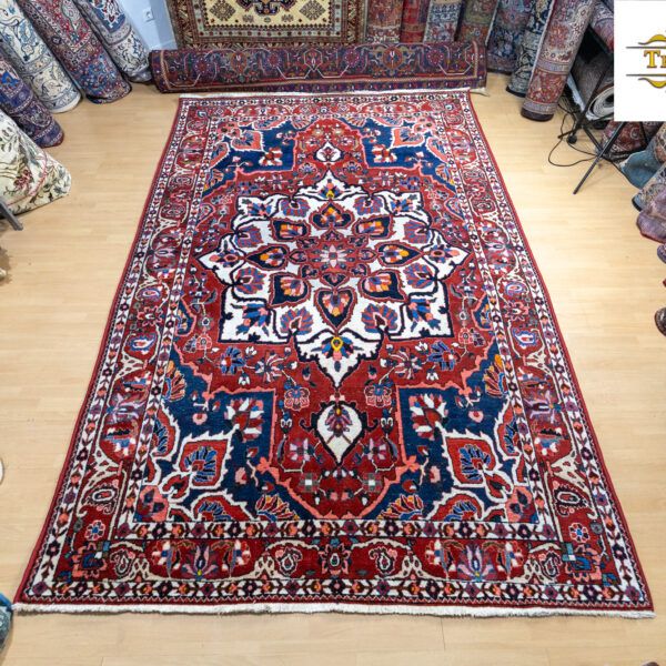 W1(#343) 316×213 Käsinsolmittu Bakhtiari persialainen matto kunnostettu