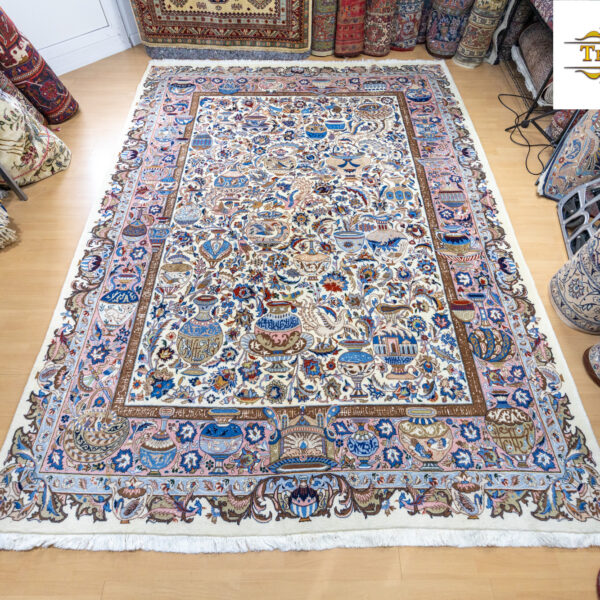 Myydään W1(#353) UUSI n. 340x250cm Käsinsolmittu aito kashmar persialainen matto Kashmar Kashan.