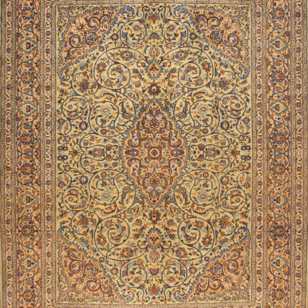 Kashan Isfahan H1 Covor persan autentic Kashmar, înnodat manual, în stare SUPERIOR, 398 x 290 cm