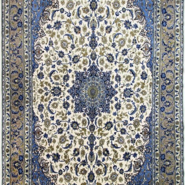 H1 Tapete oriental requintado de Isfahan, 433 cm x 252 cm, com acabamento em seda fina