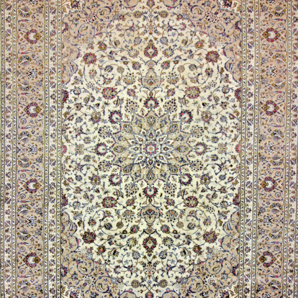 H1 Handgeknüpfter Original Perserteppich, Maße 348x241 cm, Kashan Orientteppich