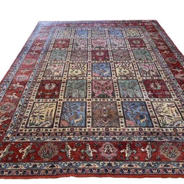 H1 Handgeknüpfter Teppich aus reiner türkischer Schurwolle mit Gartenmuster, Maße 330x250 cm