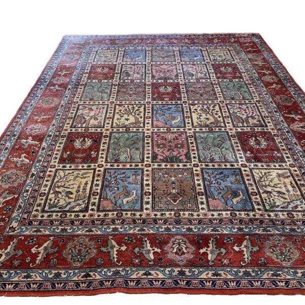 H1 Kézi csomózott szőnyeg tiszta török ​​gyapjúból kerti mintával, méretei 330x250 cm