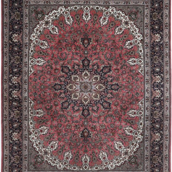 H1 Tapete persa antigo de alta qualidade Tabriz 40 Raj feito à mão, fino, em excelente estado, dimensões 390 x 300 cm