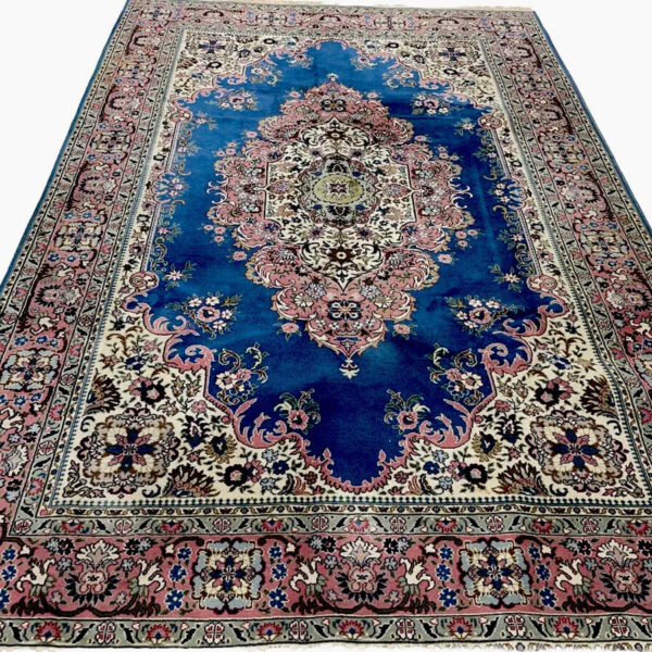 H1 高品质土耳其阿克汗东方绿松石手工打结地毯，尺寸 310x210