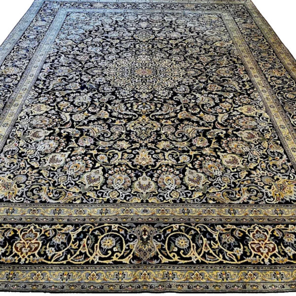 H1 Aukštos kokybės rankomis surištas persiškas kilimas Keshan, pasirašytas, 382x287