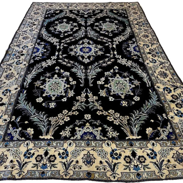 H1 High-quality Persian carpet Nain, hand-knotted with certificate, 9 times refined, extremely fine, 300/200
