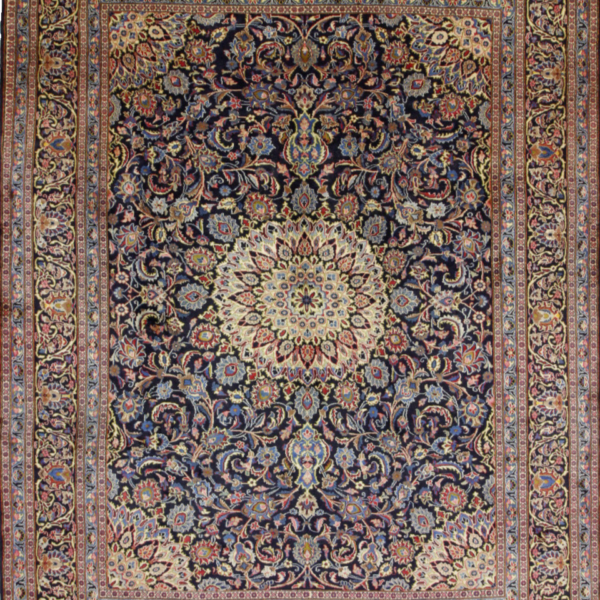 H1 Magnifique tapis persan 390x296, tapis oriental noué main de Kashmar