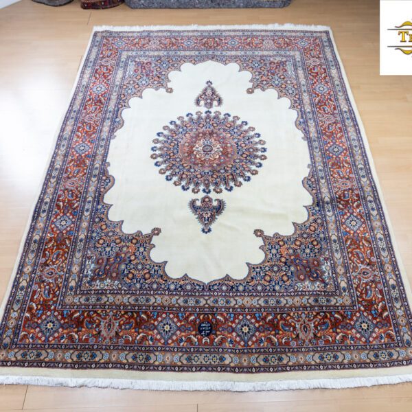 W1(#356) 254×193cm UNIKAT ręcznie tkany prawdziwy dywan perski Moud 360000/mXNUMX