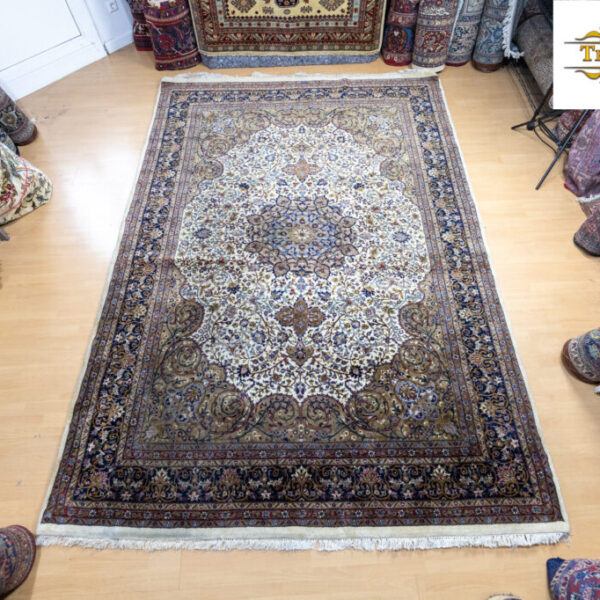 W1(#195) 310*215cm Käsinsolmittu aito itämainen matto ainutlaatuinen INDO Isfahan -kuvio 500.000 XNUMX/m² erittäin hieno solmu