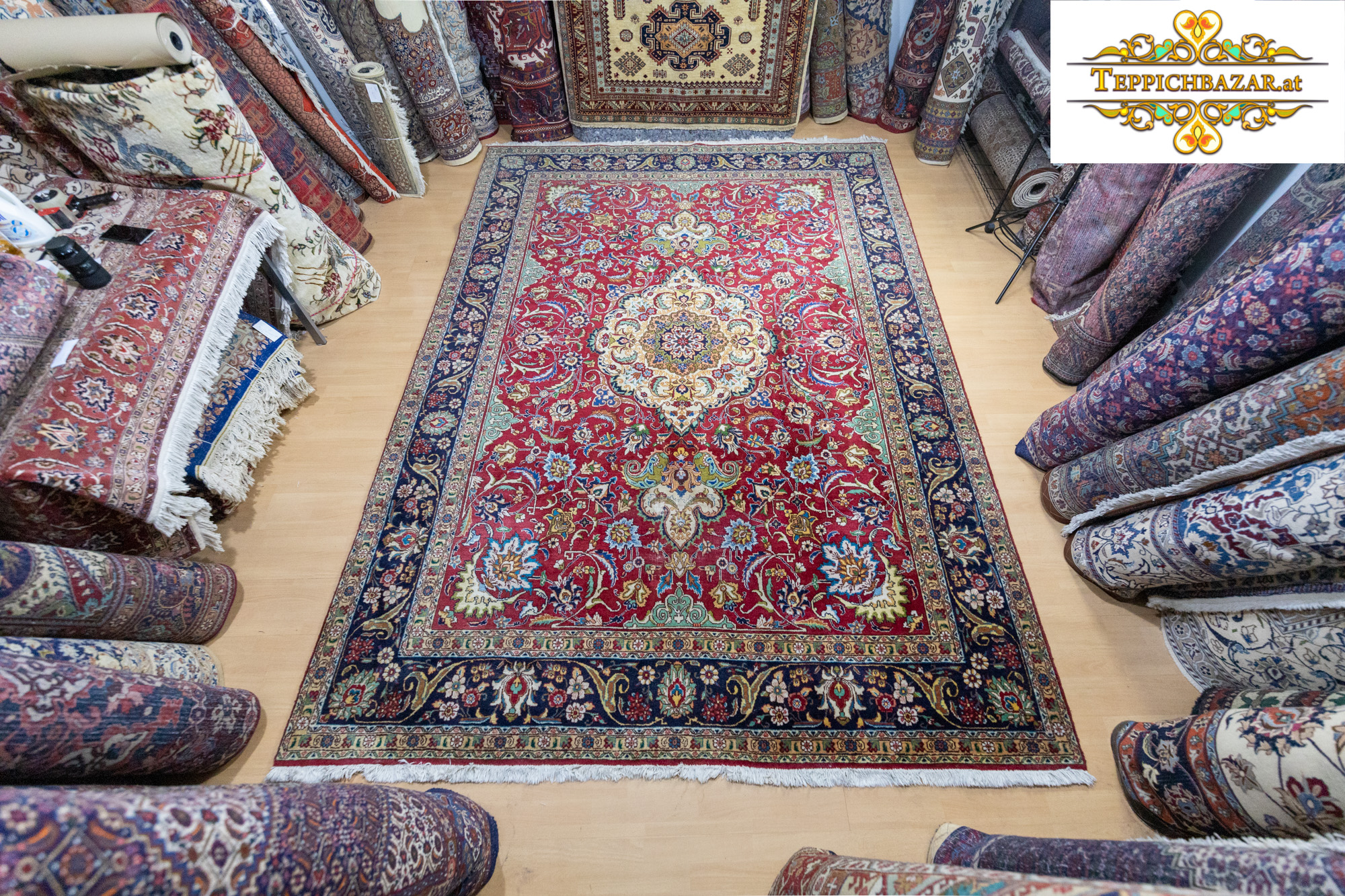 W1(#364) 339x243cm Handgeknüpfter Perserteppich Täbriz Medaillon Isfahan Perserteppich Orientteppich