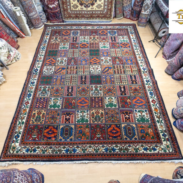 W1(#365) 340x255cm Käsinsolmittu aito itämainen matto ainutlaatuinen INDO Bachtiar kuvio
