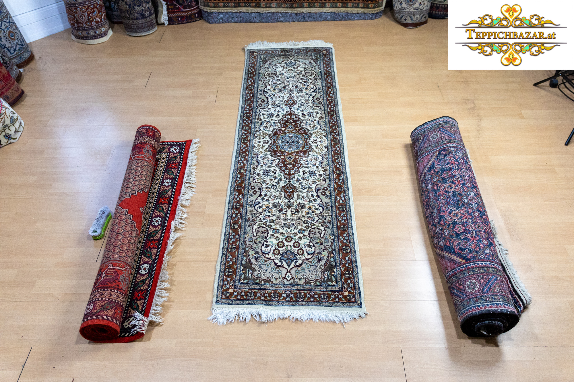 W1(#368) 239x62cm Handgeknüpfter echter Orientteppich INDO feine Knüpfung 420000/qm Isfahan Teppiche isfahan teppich Perserteppich Orientteppich