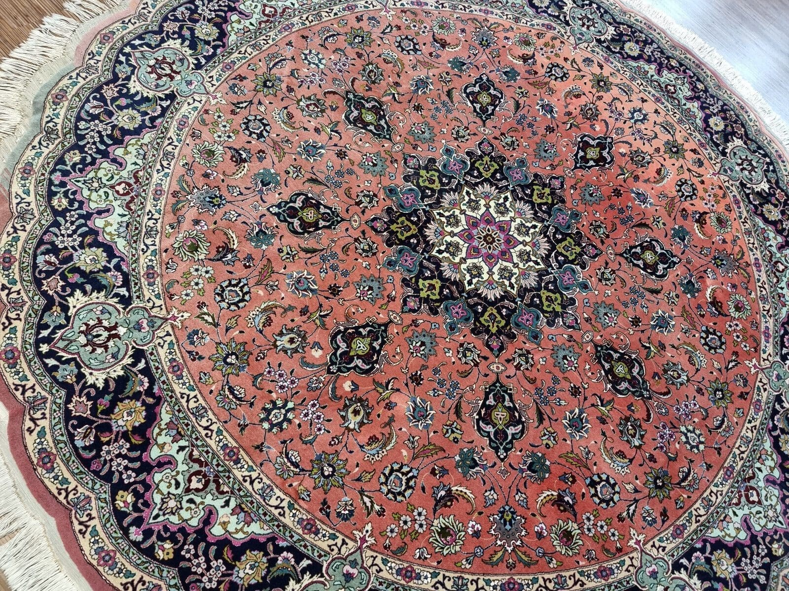 Wunderschöner Original Persischer Täbriz Teppich, Rund, Durchmesser 256 cm