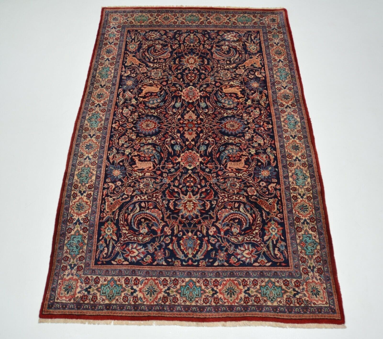 Antiker Handgeknüpfter Teppich Sarugh Farahan aus Wolle, ca. 302 x 187 cm