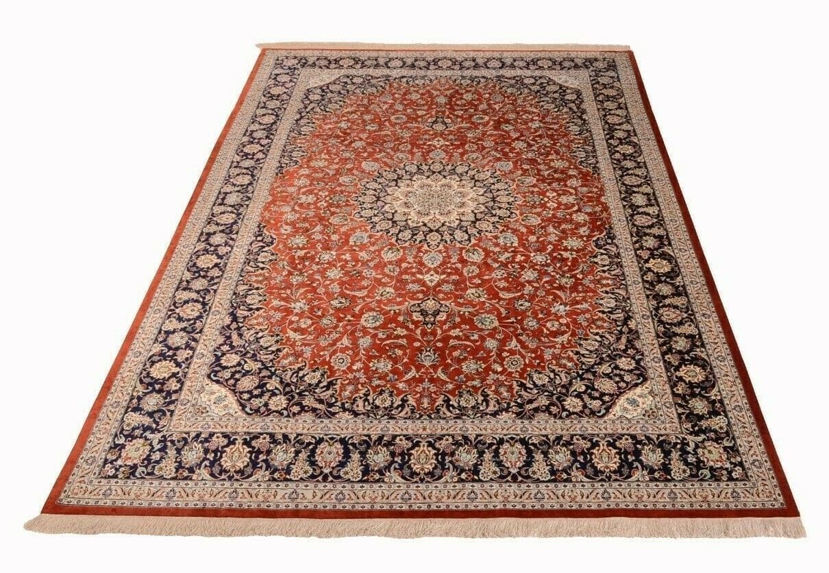 Ghom Seidenteppich 305x197 cm, hochwertig handgeknüpft, orientalisch, signiert