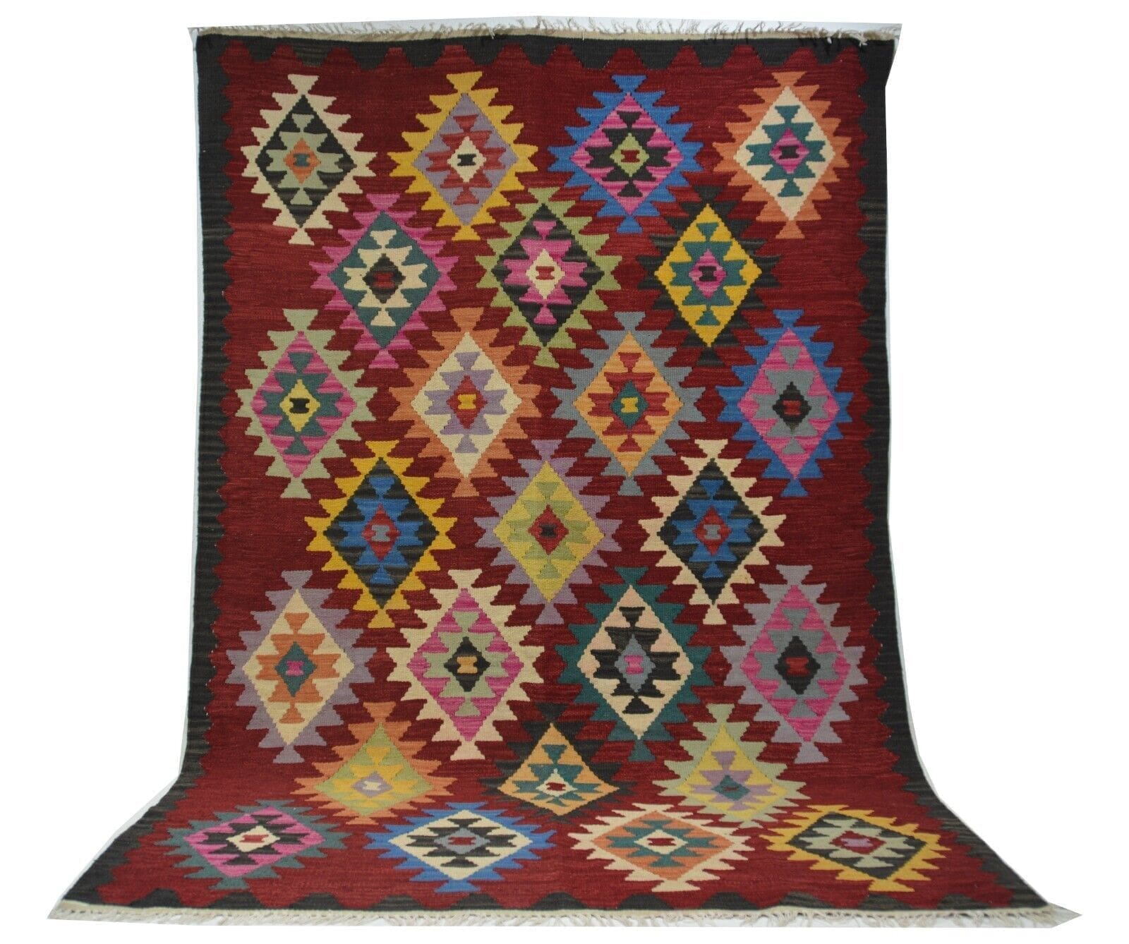 Handgewebter Ghashgai Kelim Teppich aus Wolle in Naturfarbe, Maße 288 x 193 cm