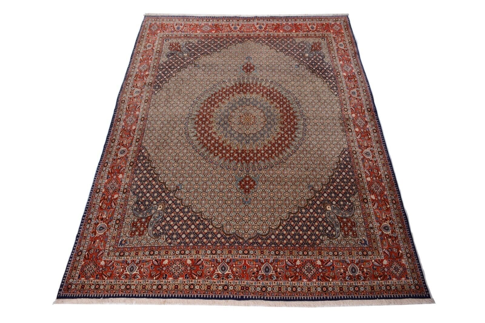 Moud 373 x 289 cm Feiner Handgeknüpfter Orientteppich Perser Beige XXL Medaillon Neu