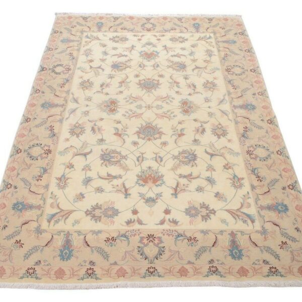 H1 Neuester handgeknüpfter Perserteppich Tabriz 50 Rag 280 x 197 cm mit floralem Design in Beige