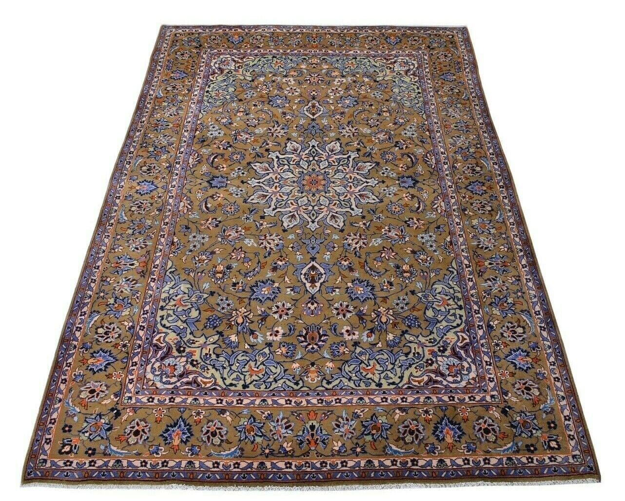 Neuwertiger handgeknüpfter Orientteppich Kashan 350 x 248 cm in Erdfarben