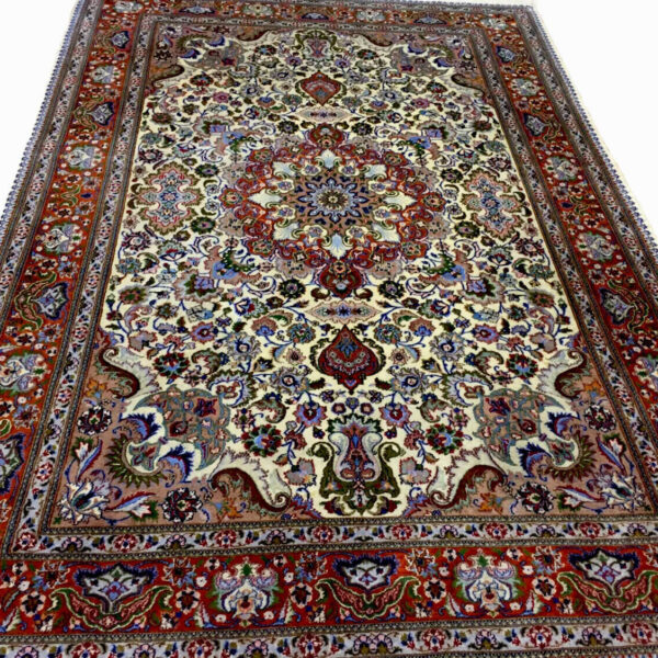 H1**Perserteppich 300x200 cm – Tabriz mit Seide, über 500.000 Knoten, florales Design, handgeknüpft**