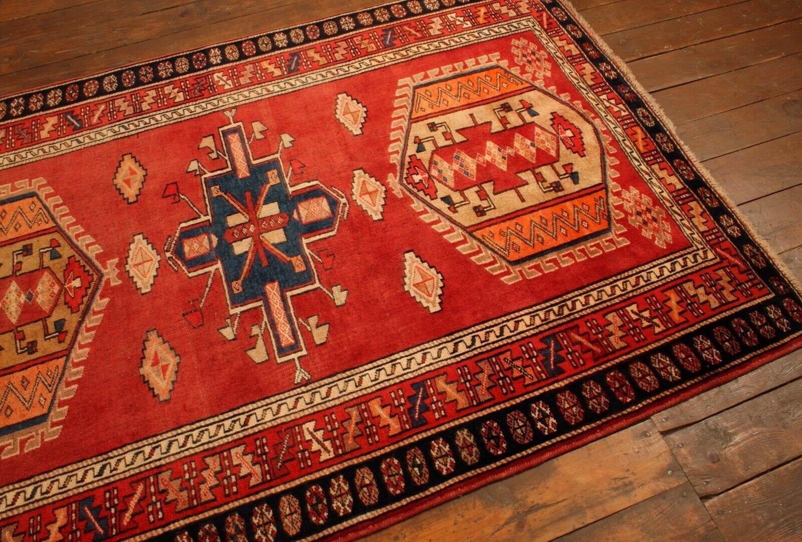 ペルシャ絨毯 パッチワーク アンティーク 90x60 手織り クリーニング済み