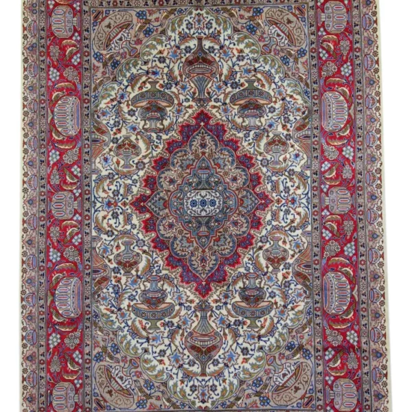 H1 Kashmar Teppich 296 x 196 cm - 200.000 Knoten/m² - Zirkhaki-Muster, stilisierte Blumen - handgeknüpft, Perserteppich