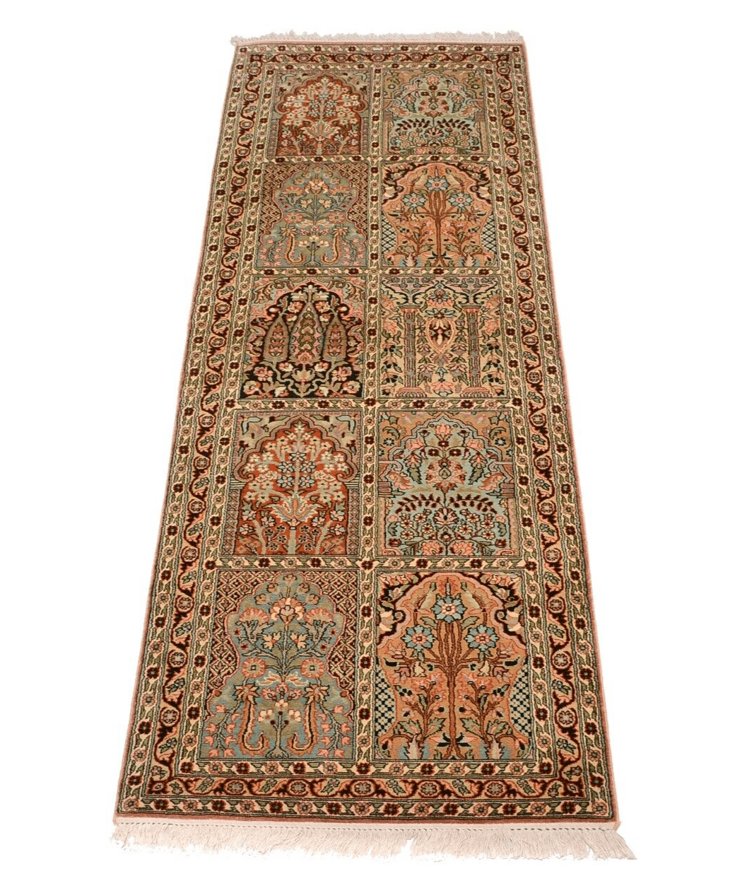 **210 x 76 cm Orientteppich mit 550.000 Knoten – Floral Gartenmotiv – handgeknüpft – Perserteppich**