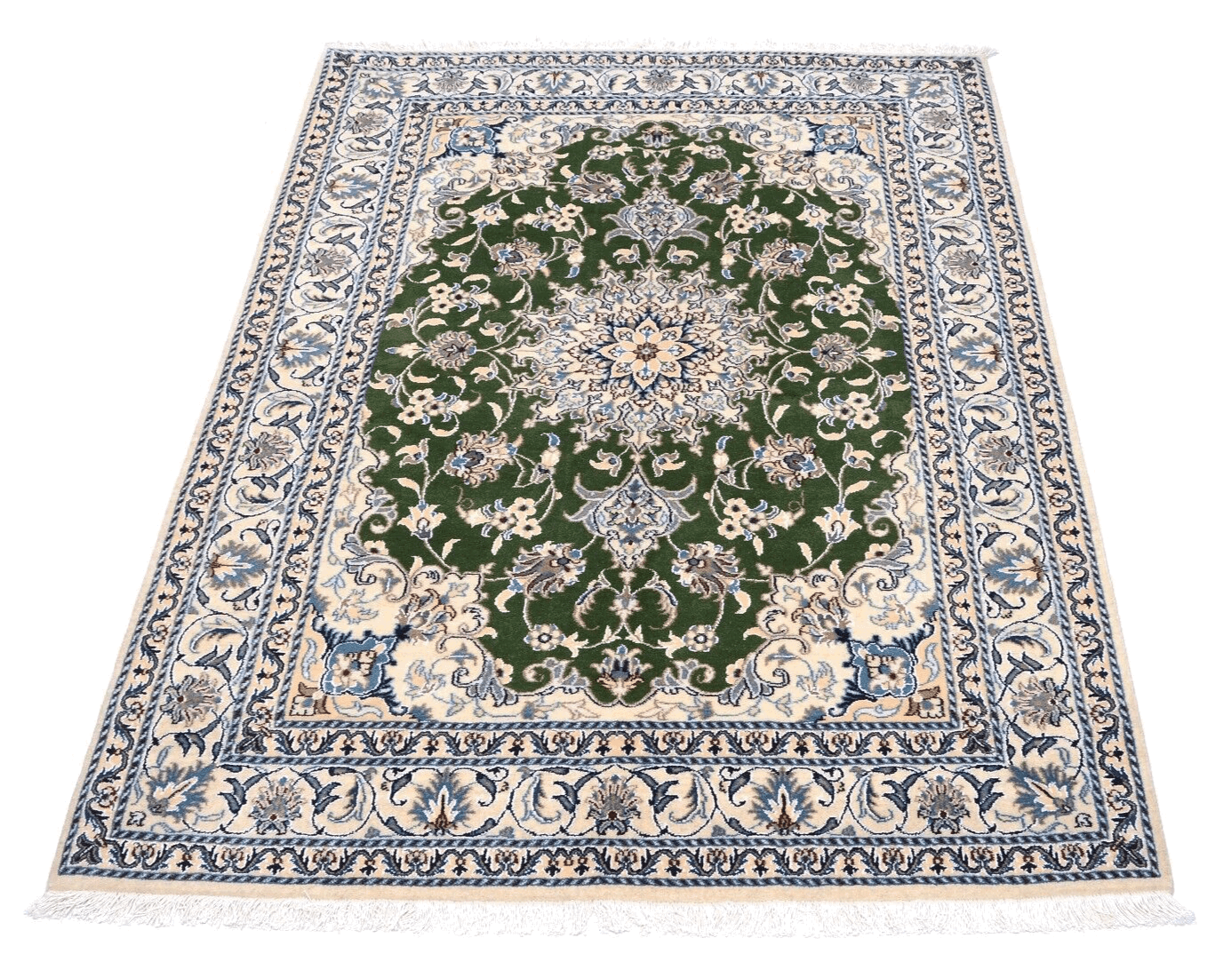 **Perserteppich 200 x 149 cm, 300.000 Knoten, Floralmotiv mit Medaillon, handgeknüpft**