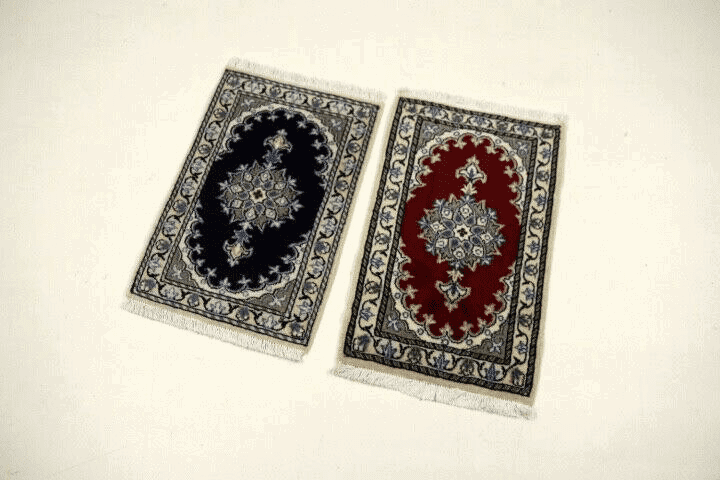 2 x 60 x 40 cm handgeknüpfter Perserteppich Nain - 300.000 Knoten/m² - 95% Schurwolle, 5% Seide - TOP Zustand - Unikat - handgeknüpft