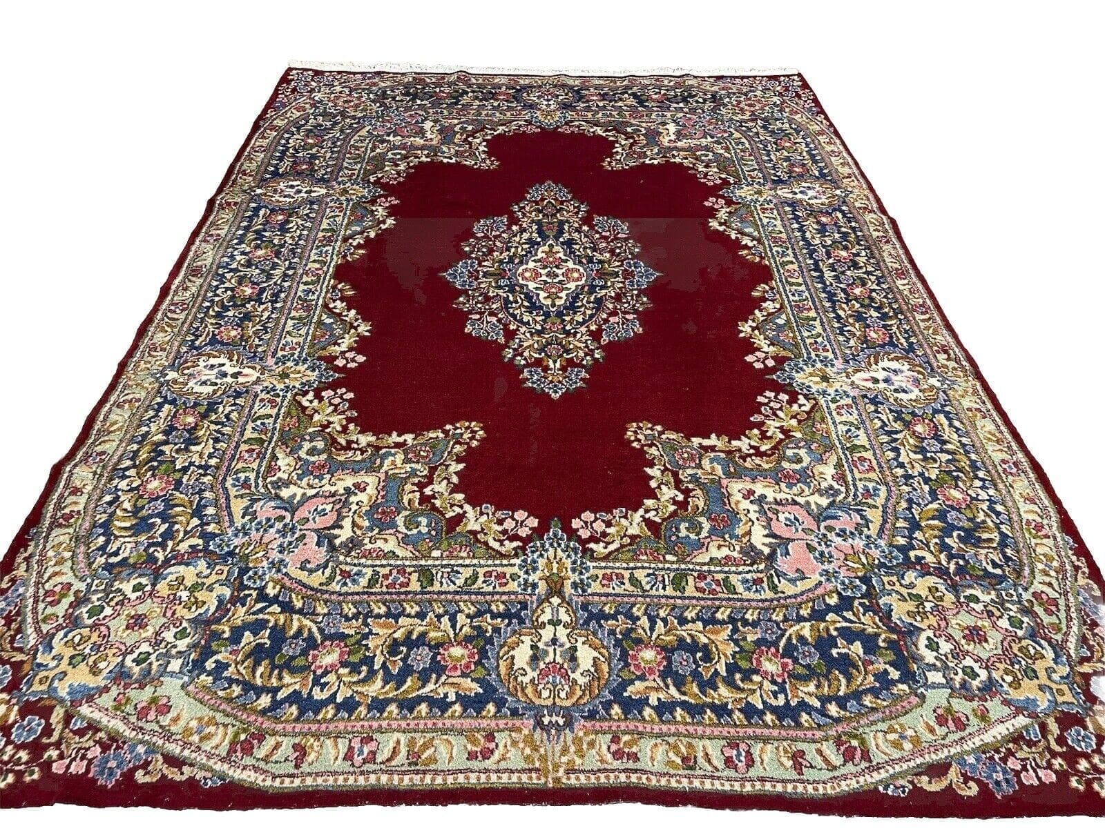 200 x 300 cm Kerman Kaschmir Perserteppich | 6mm Florhöhe | Auffälliges Rawar Design in Rot | Handgeknüpft