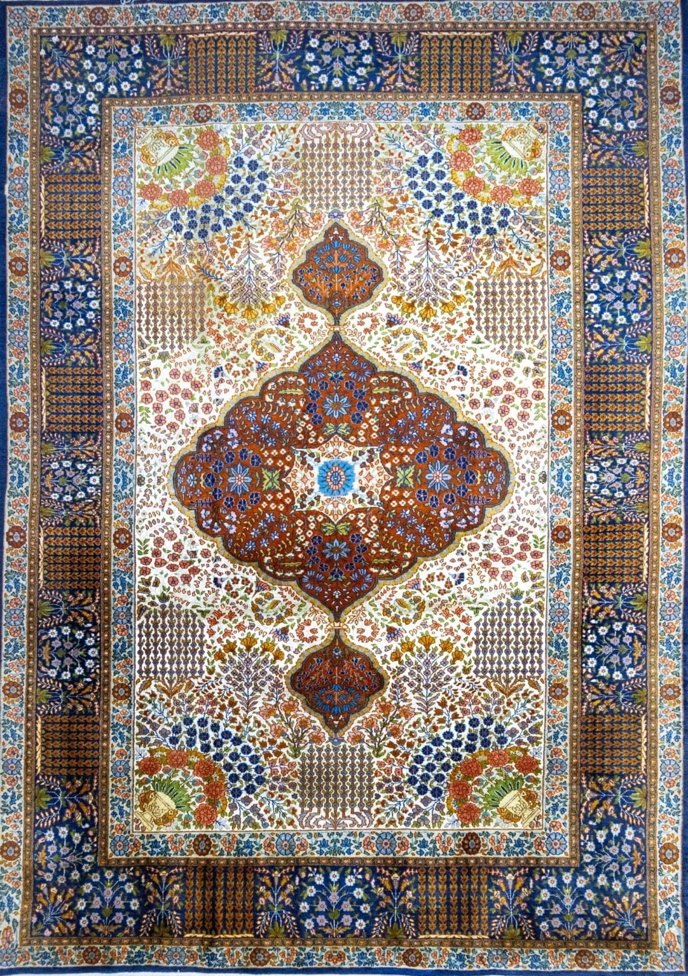 (Verkauft) W1(#400) 280×173cm Handgeknüpfter Kaschmir Orientteppich 640K fein Unikat 50% Seide