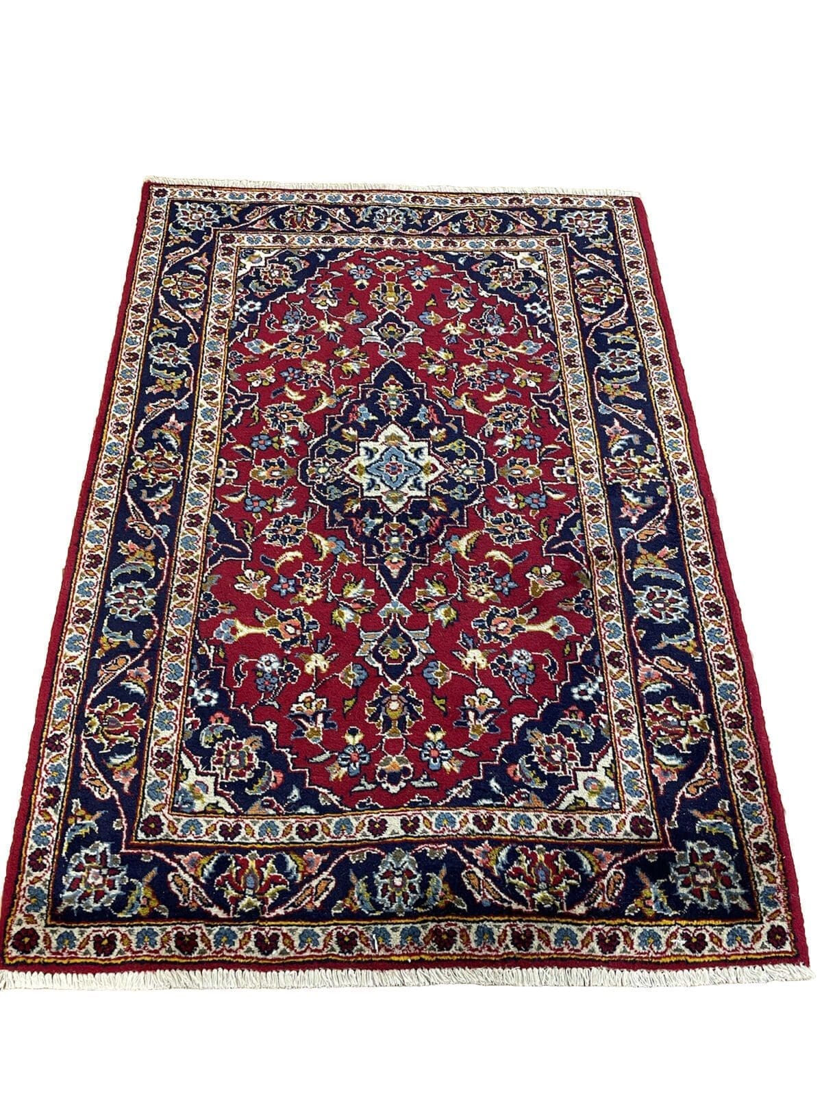 Antiker Goltogh/Bigar Perserteppich 150x100 cm – Seltenes Medaillon-Design mit schmaler beige Bordüre, handgeknüpft aus reiner Schurwolle – Rustikales Nomaden-Design, Florhöhe...