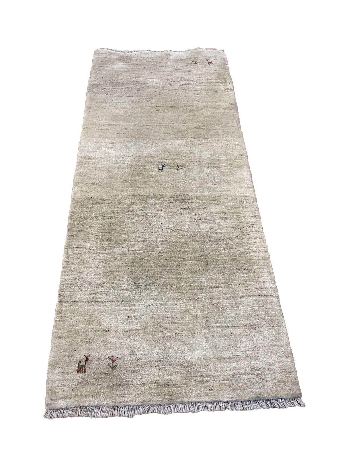 **Beige Gabeh Perserteppich 190x80 cm - Hochwertige Handgeknüpfte Qualität aus Reiner Schurwolle - Top Design und Professionell Gewaschen - Handgeknüpft**