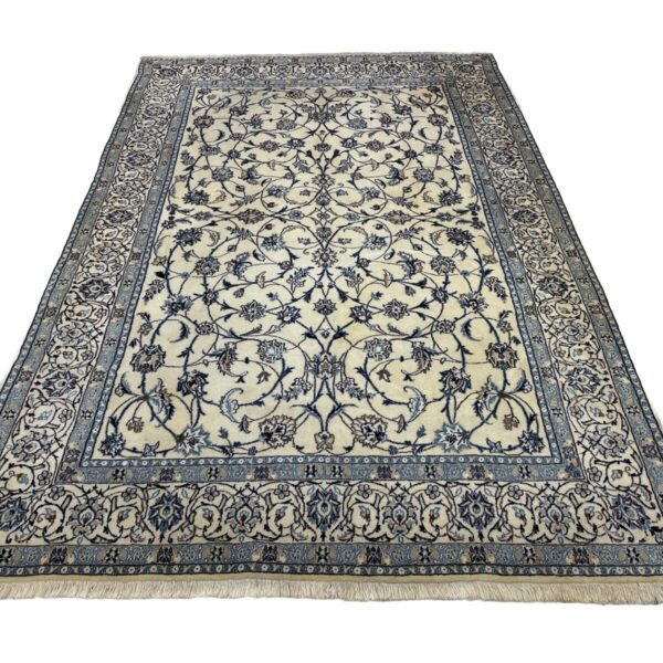 **Beige Handgeknüpfter Top Nain Perserteppich 250x160 cm - Florales Design mit Medallion und dekorierten Ecken - Traditionelles Muster, Florhöhe 1-3 cm - Handgeknüpft,...