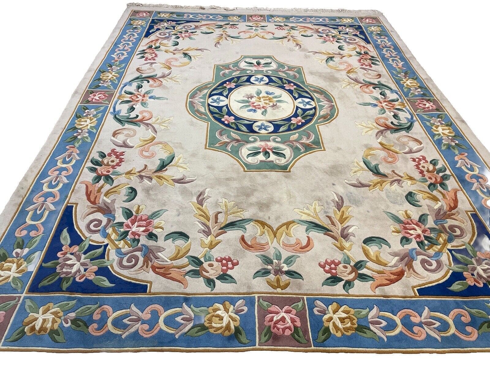Eleganter Peking-China Teppich 370x270 cm - Reine Schurwolle, 20mm Florhöhe, Handwerkliche Kunstfertigkeit - handgeknüpft, Perserteppich