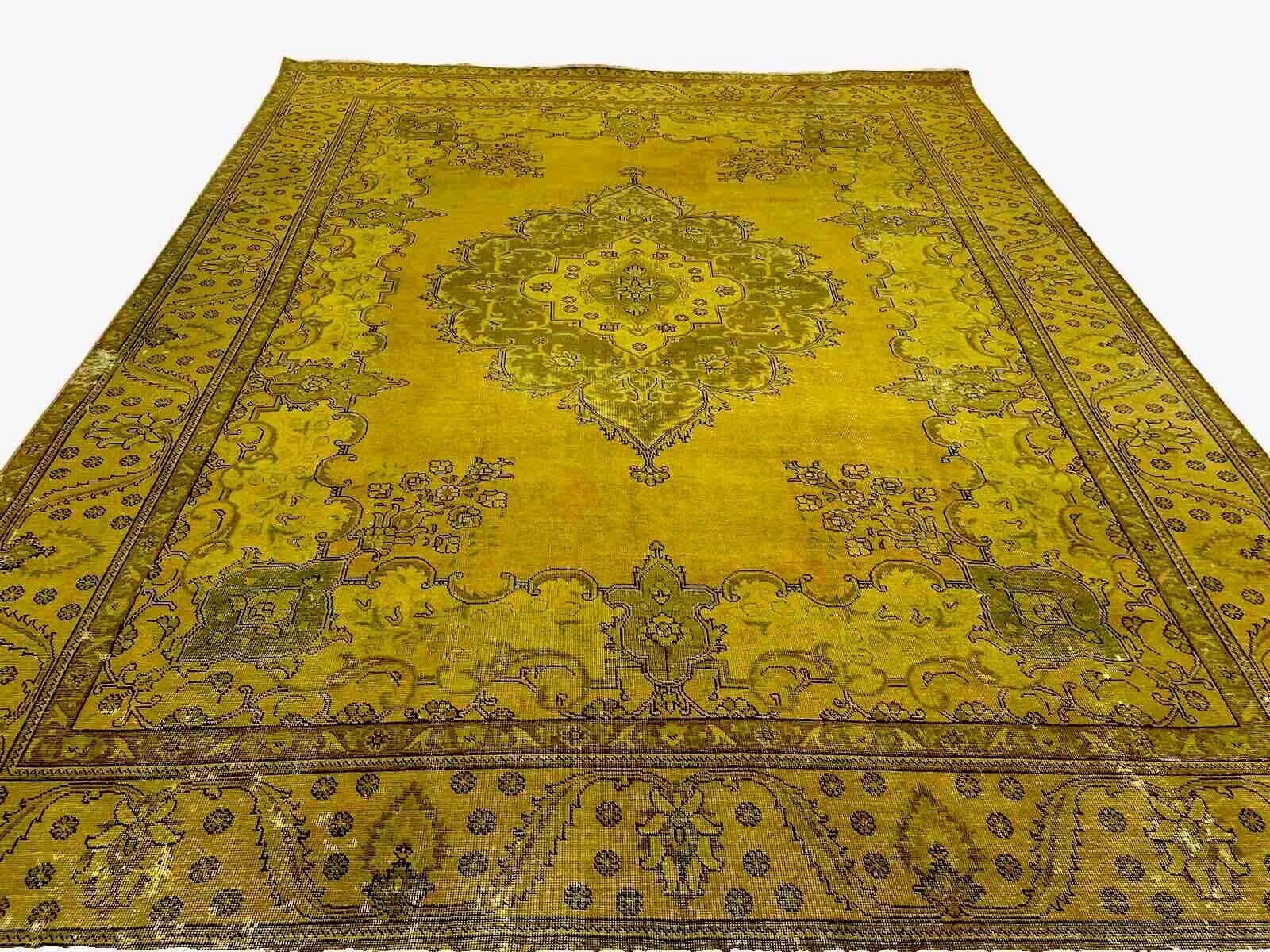 Eleganter Vintage Perserteppich 390x290 cm - Top Qualität, abstraktes Gold-Muster, handgeknüpft