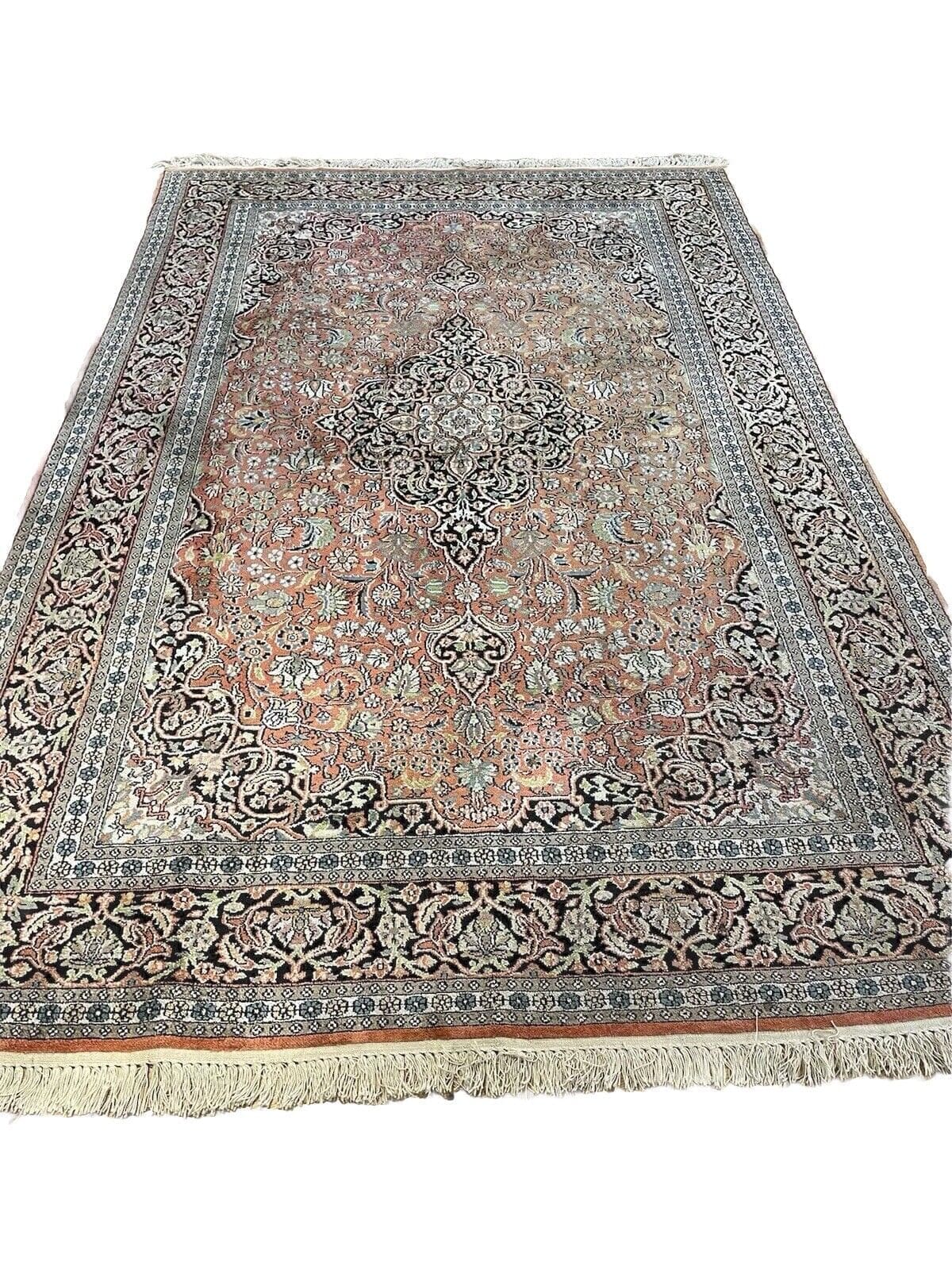 Exklusiver Kaschmir Perserteppich in Pastell Rosa 280/180cm – 100% handgeknüpft, feine Reine Seide, hohe Qualität, sehr gutes Preis-Leistungsverhältnis, handgeknüpft, Perserteppich