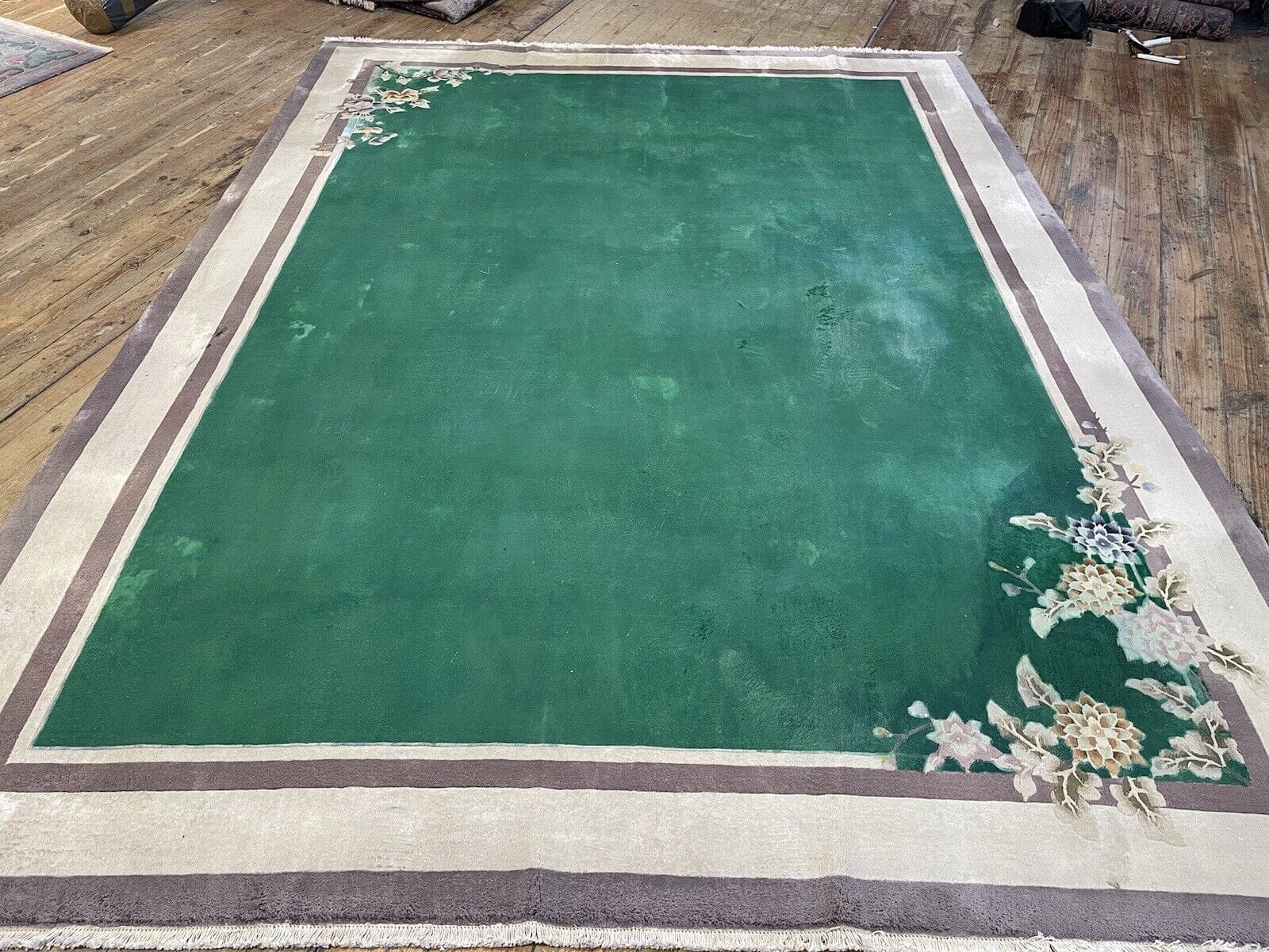 Exklusiver Peking Reine Seide Teppich 330x240 cm – Antik, Handgeknüpft, modernes Design, für Fußbodenheizung – Perserteppich