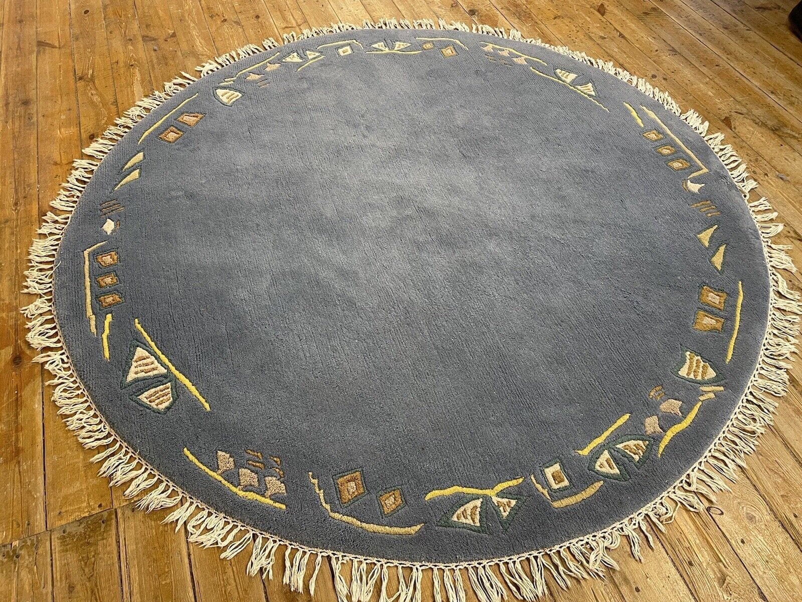 Exklusiver runder Nepalesischer Teppich 200 cm – 9 mm Florhöhe, 100% Baumwolle, perfekt für Fußbodenheizung – handgeknüpft, Perserteppich