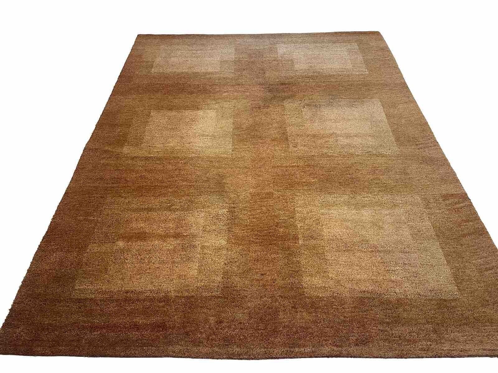 **Gabbeh Perserteppich 350x250 cm – Handgeknüpft, Reine Schafwolle, Hochflor, Rost Braun & Rot Orange**