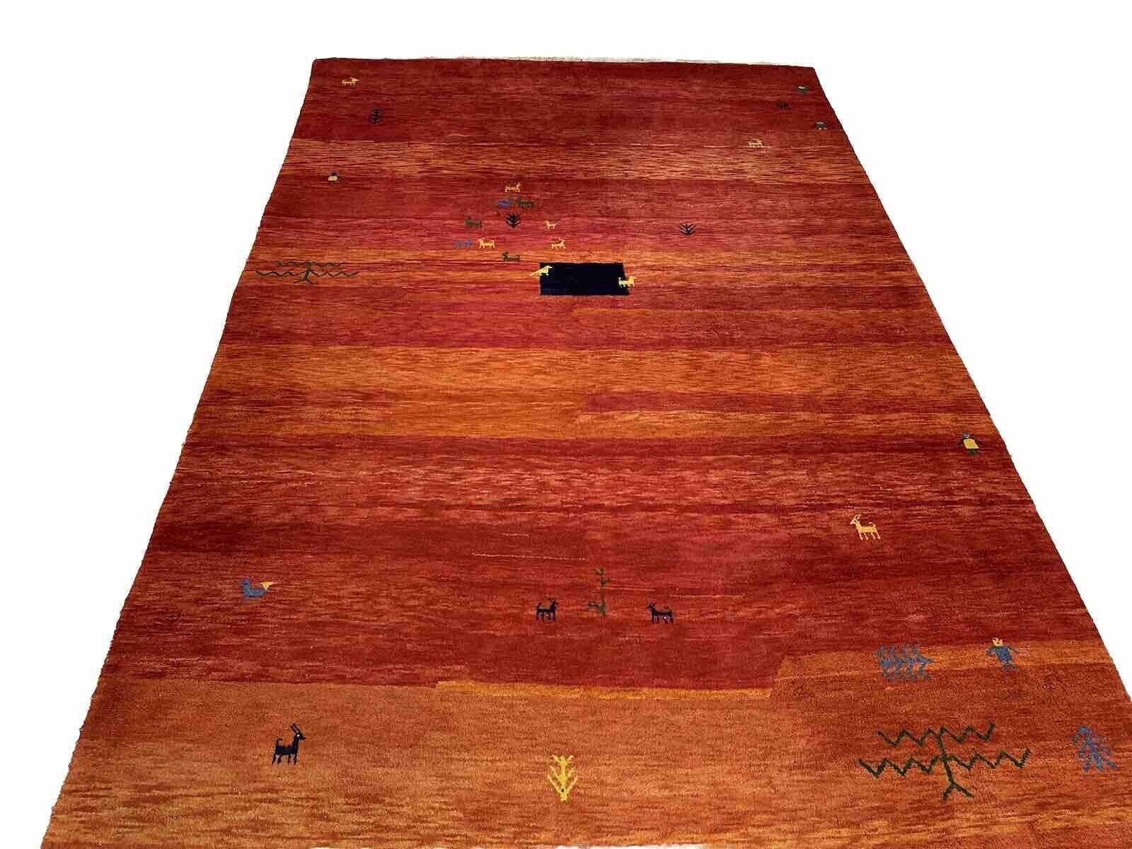 **Gabbeh Traum Perserteppich 250x350cm, 24mm Florhöhe, warmes Rot-Orange, 100% Wolle, für Fußbodenheizung, handgeknüpft**